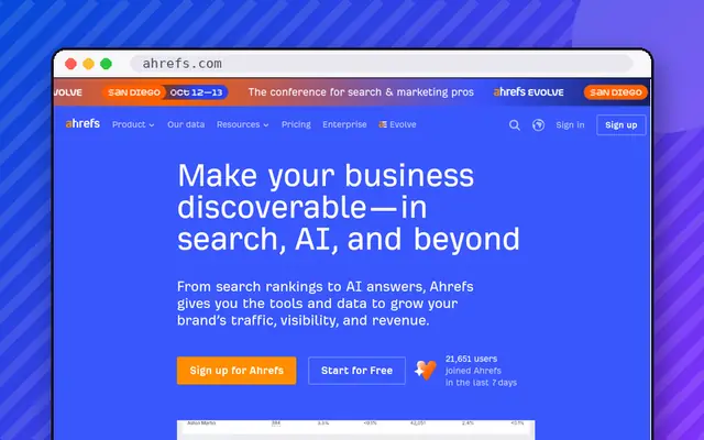 Ahrefs website preview