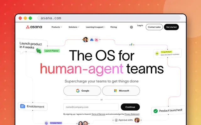 Asana website preview