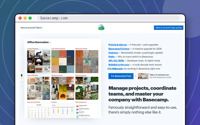 Basecamp website preview
