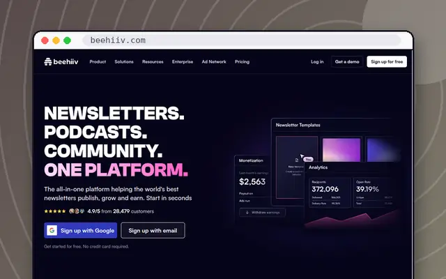 beehiiv website preview