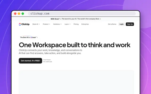 ClickUp website preview