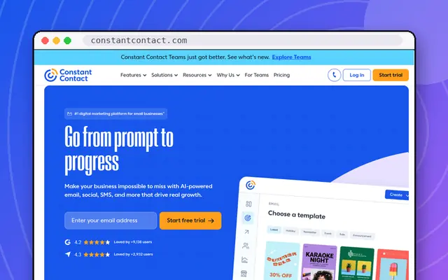Constant Contact website preview