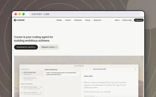 Cursor website preview