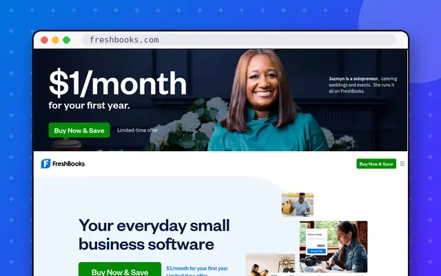 FreshBooks website preview