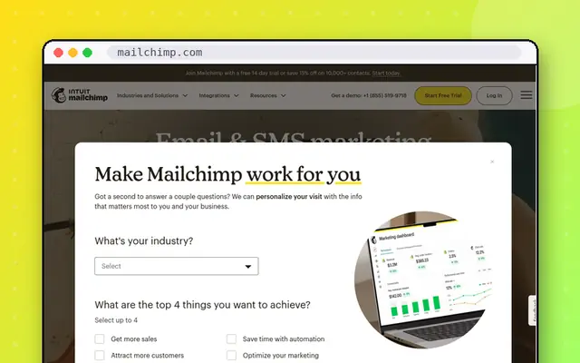 Mailchimp website preview