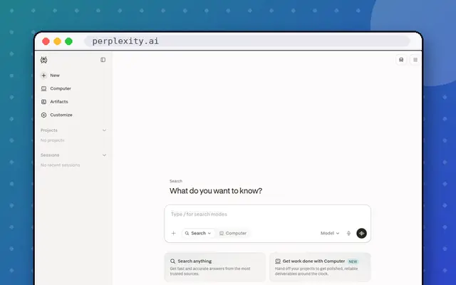 Perplexity website preview