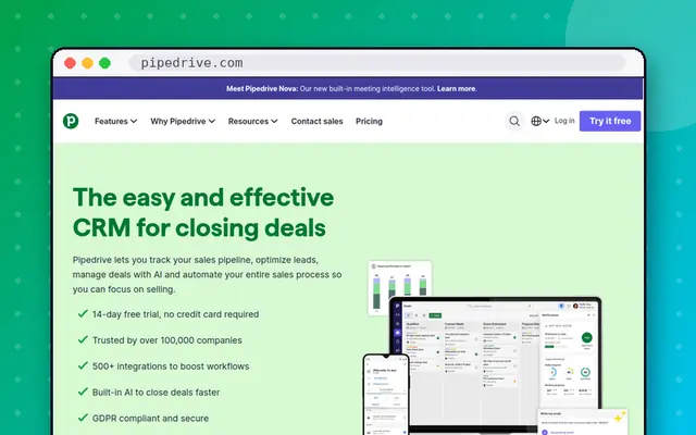 Pipedrive website preview