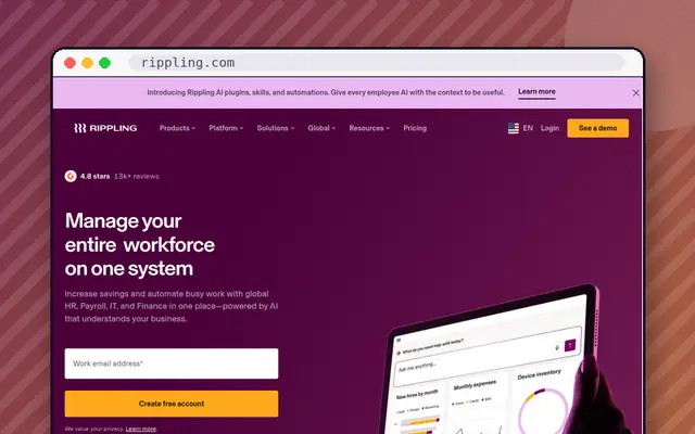 Rippling website preview