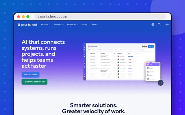 Smartsheet website preview