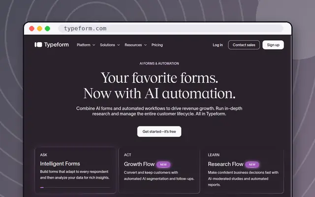 Typeform website preview